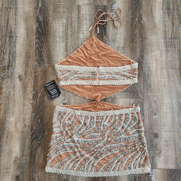 Retrofete Beige and Silver Mini Dress - Picture 6 of 10